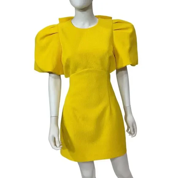 Rebecca Vallance Structured Canary Yellow Jaclyn Dress Size 10